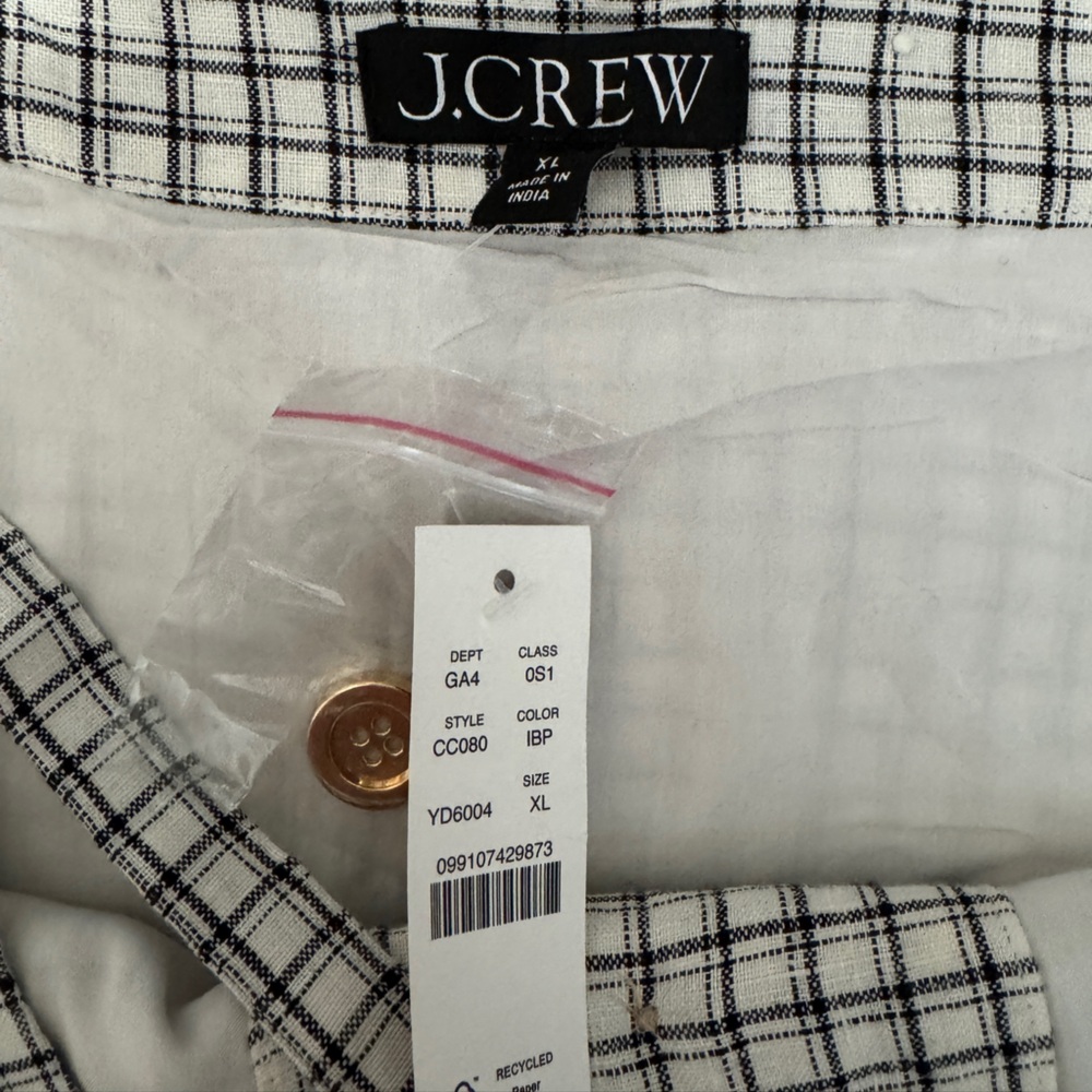 J. Crew Black and White Plaid Linen Dress - Picture 3 of 3